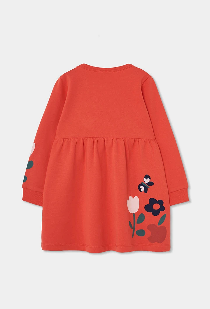 Printed floral orange velour dress
