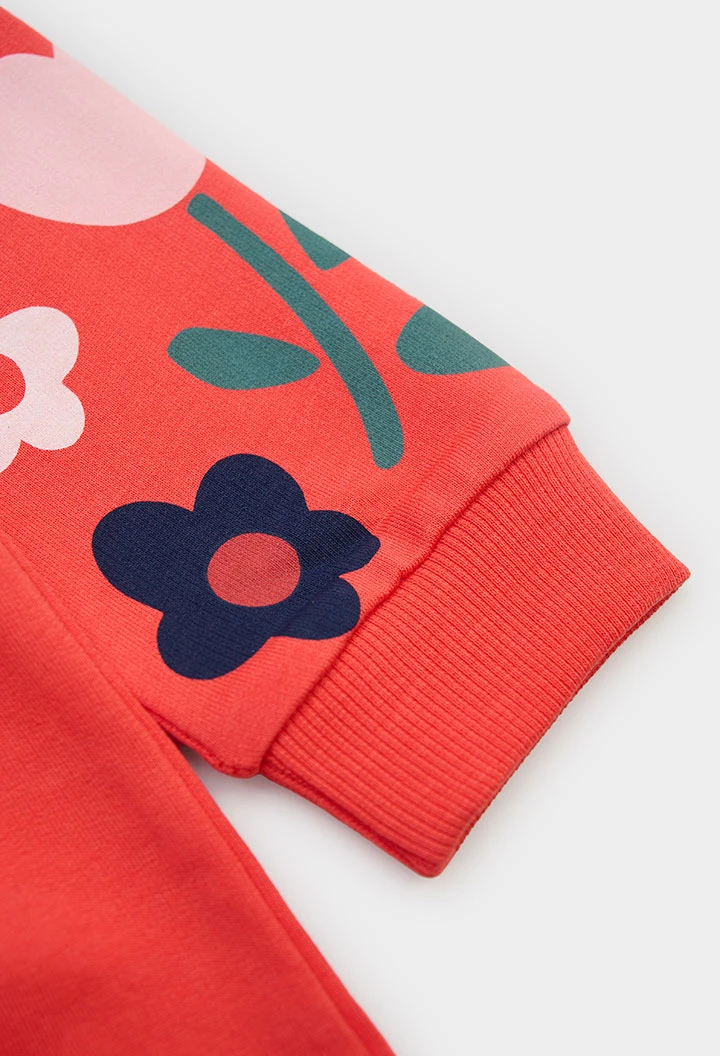 Printed floral orange velour dress