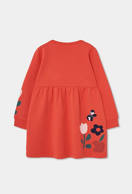 Vestit de pelfa taronja estampat de flors