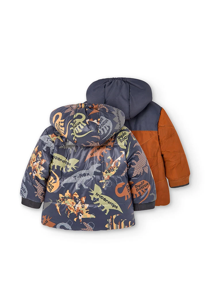 Parka reversible de bebé niño estampado dinosaurio