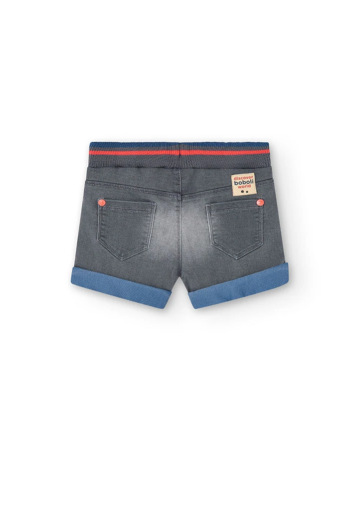 Jeans - Bermuda-Shorts gestrickt, für Baby-Jungen in Farbe Grau