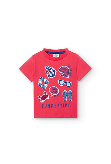 Camiseta de punto de bebé niño en color rojo