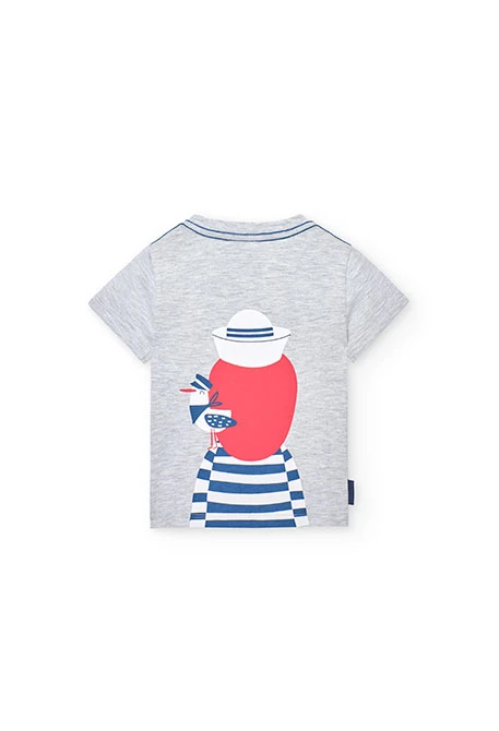 Baby boy's knit t-shirt in vigour grey colour