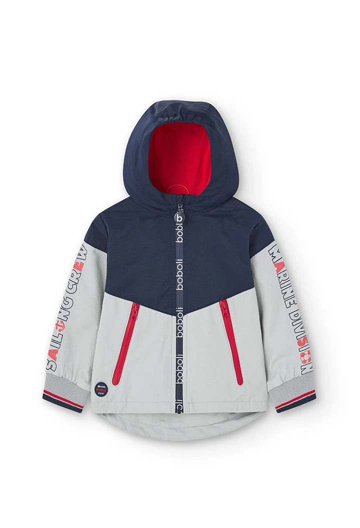 Baby boy's technical fabric parka in blue