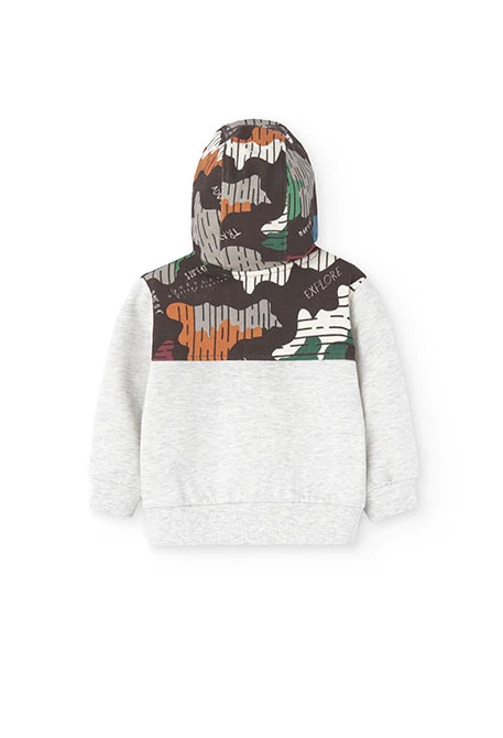 Sudadera de felpa de bebé niño en gris con estampado