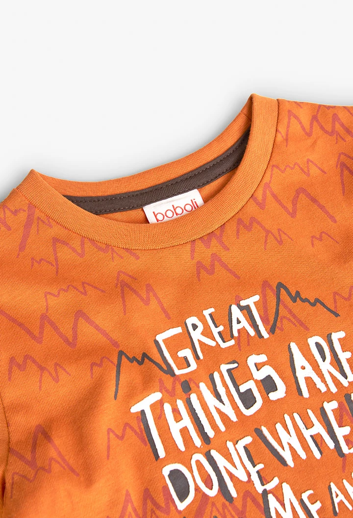 Camiseta de malha para bebé menino em cor laranja