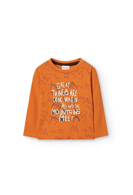 Camiseta de malha para bebé menino em cor laranja