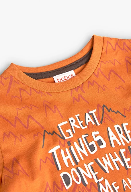 Camiseta de malha para bebé menino em cor laranja