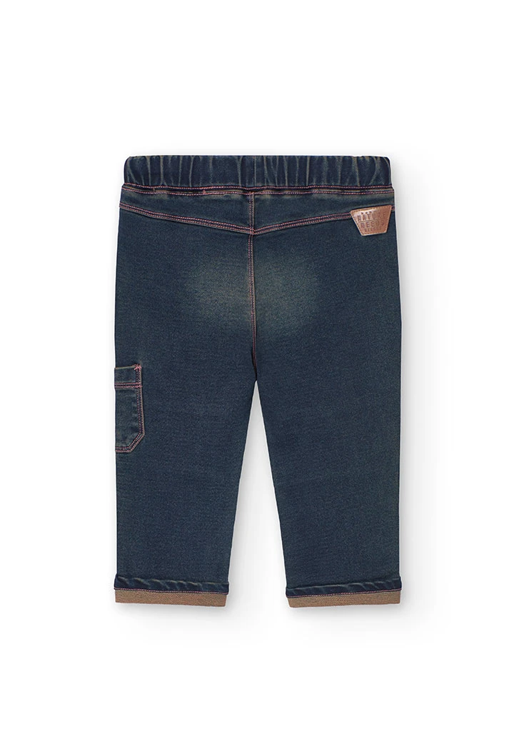 Pantalone denim per neonato in blu scuro