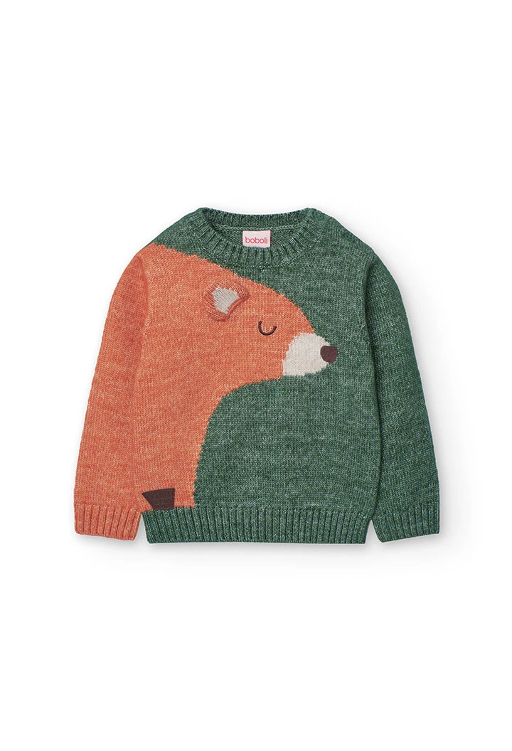 Baby girl\'s knitted jumper with bear print