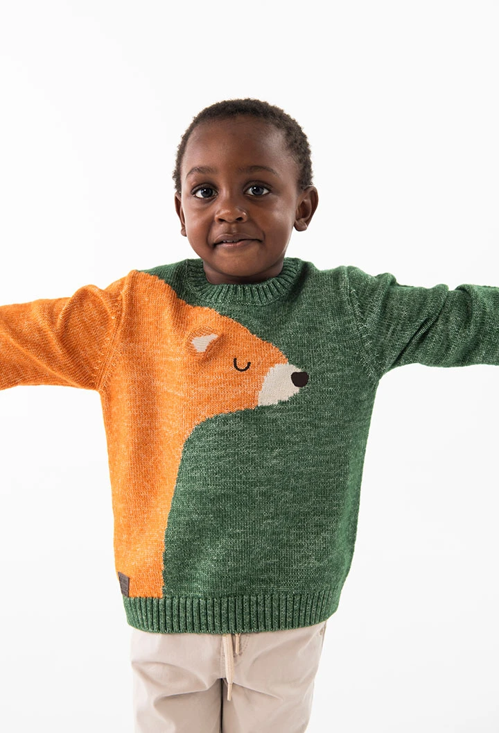 Maglione in tricot per neonato con stampa di orso