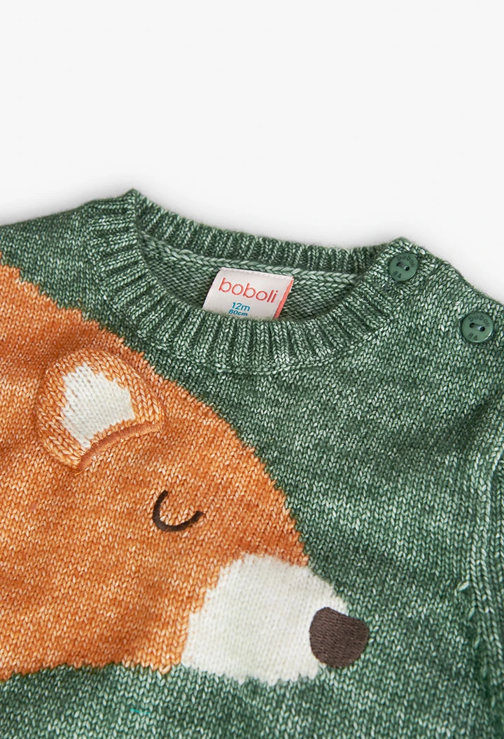 Maglione in tricot per neonato con stampa di orso