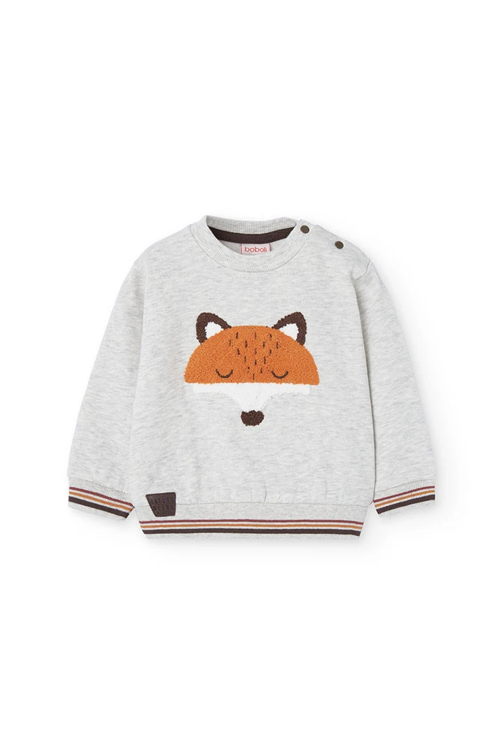 Sweat-shirt en peluche pour bébé garçon de couleur écrue