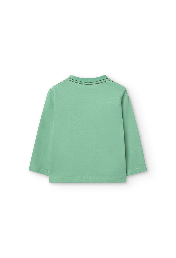 Camiseta de punto listo de bebé niño en verde con estampado