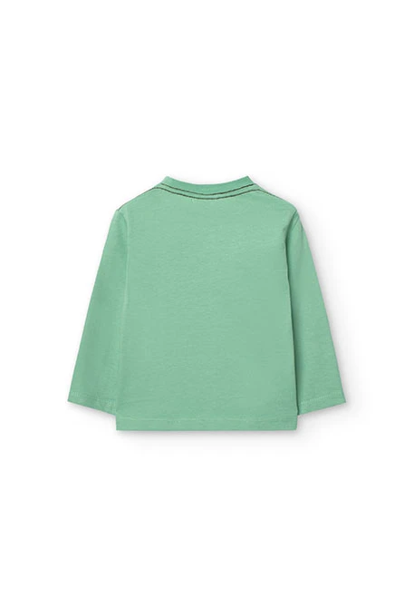 Camiseta de punto listo de bebé niño en verde con estampado