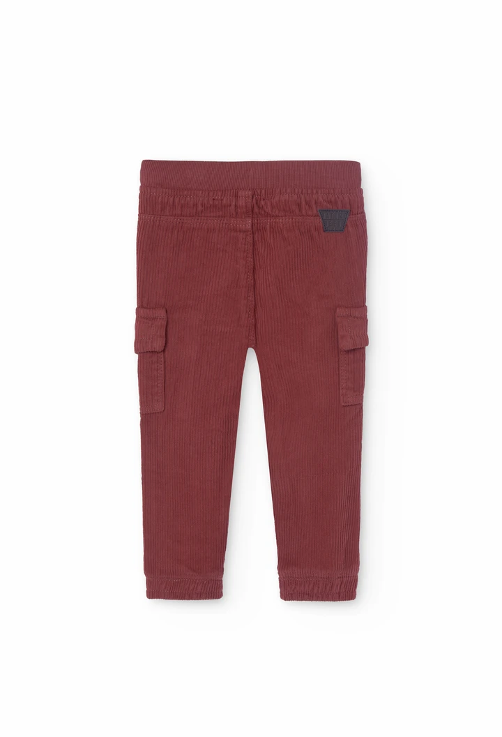 Pantalon en velours côtelé pour bébé garçon de couleur marron