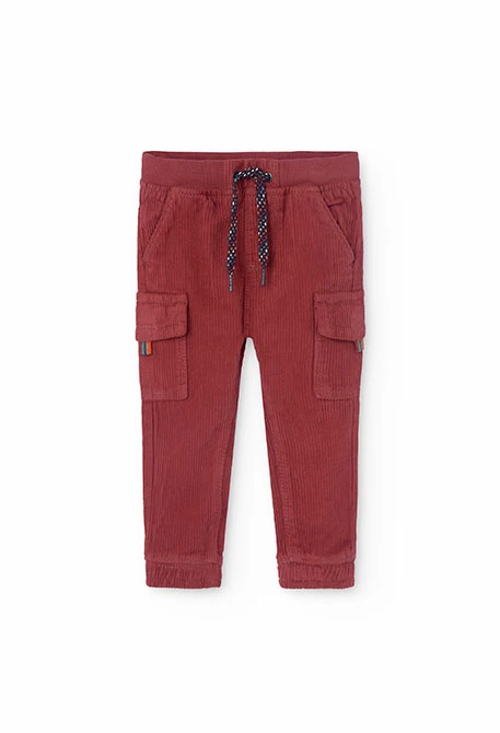 Pantalon en velours côtelé pour bébé garçon de couleur marron