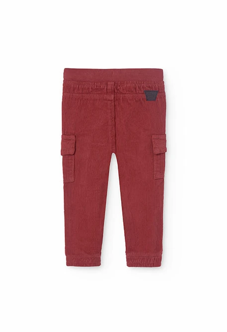 Pantalon en velours côtelé pour bébé garçon de couleur marron