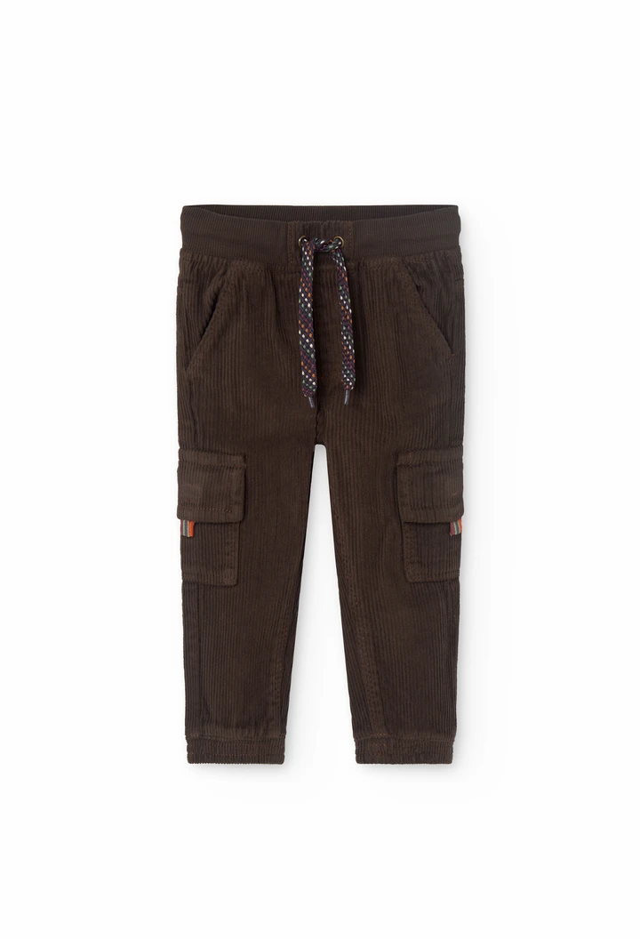 Pantalon en velours côtelé pour bébé garçon en marron foncé