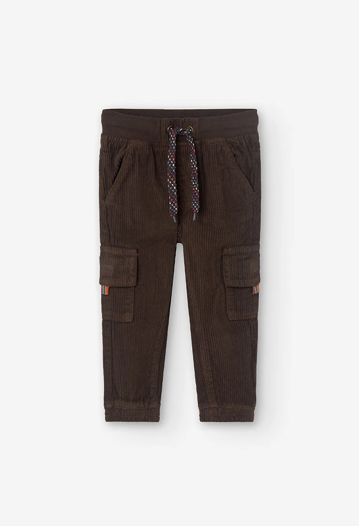 Pantalón de pana de bebé niño en marrón oscuro