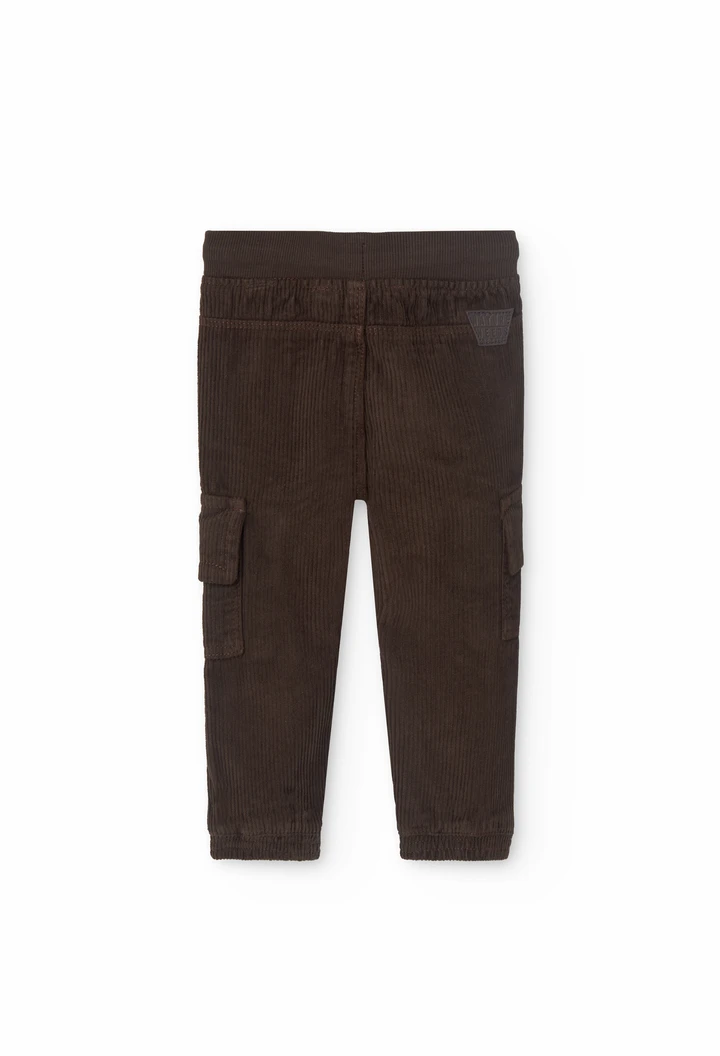 Pantalon en velours côtelé pour bébé garçon en marron foncé