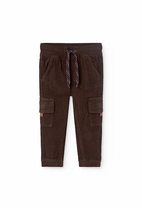 Pantalon en velours côtelé pour bébé garçon en marron foncé