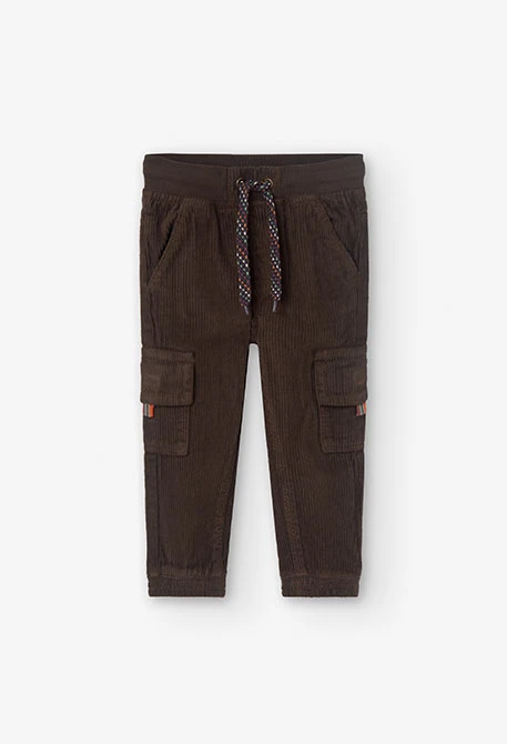 Pantalon en velours côtelé pour bébé garçon en marron foncé