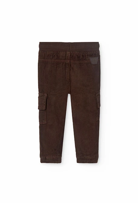 Pantalon en velours côtelé pour bébé garçon en marron foncé