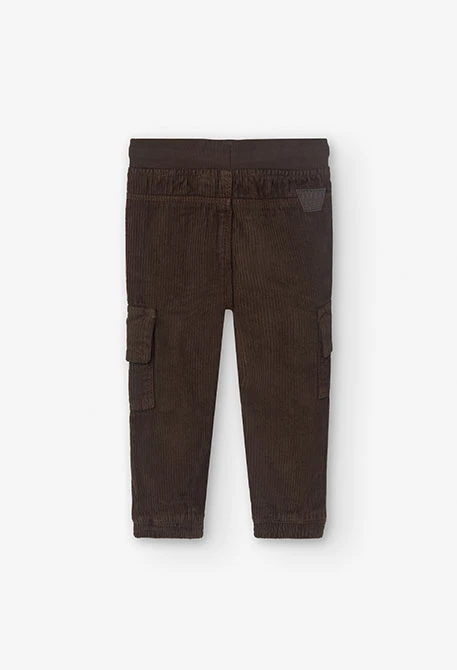 Pantalon en velours côtelé pour bébé garçon en marron foncé