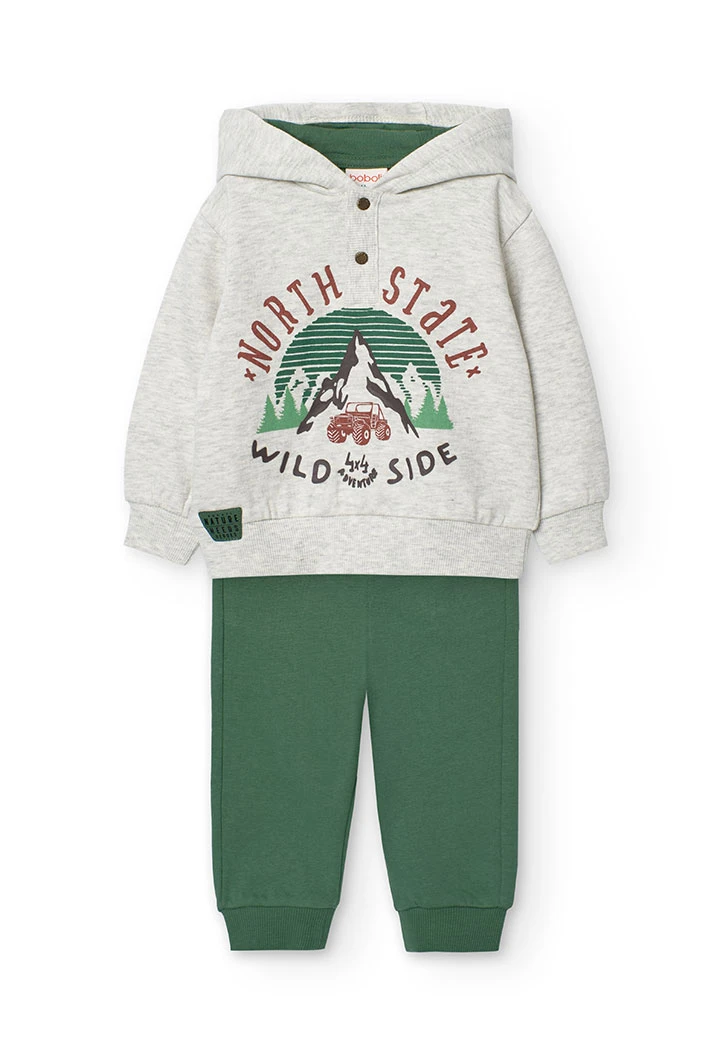 2tlg. Set mit Sweatshirt und Hose für Baby-Jungen in Grau