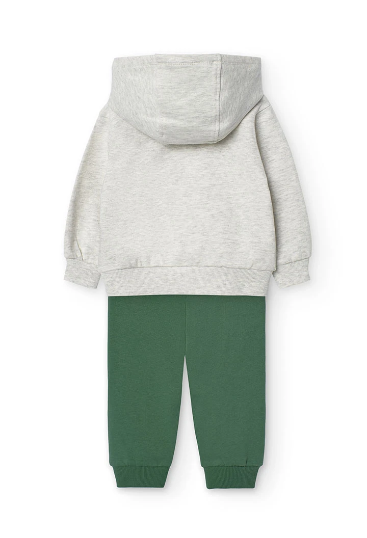 Conjunto de sudadera y pantalón felpa  de bebé niño en gris