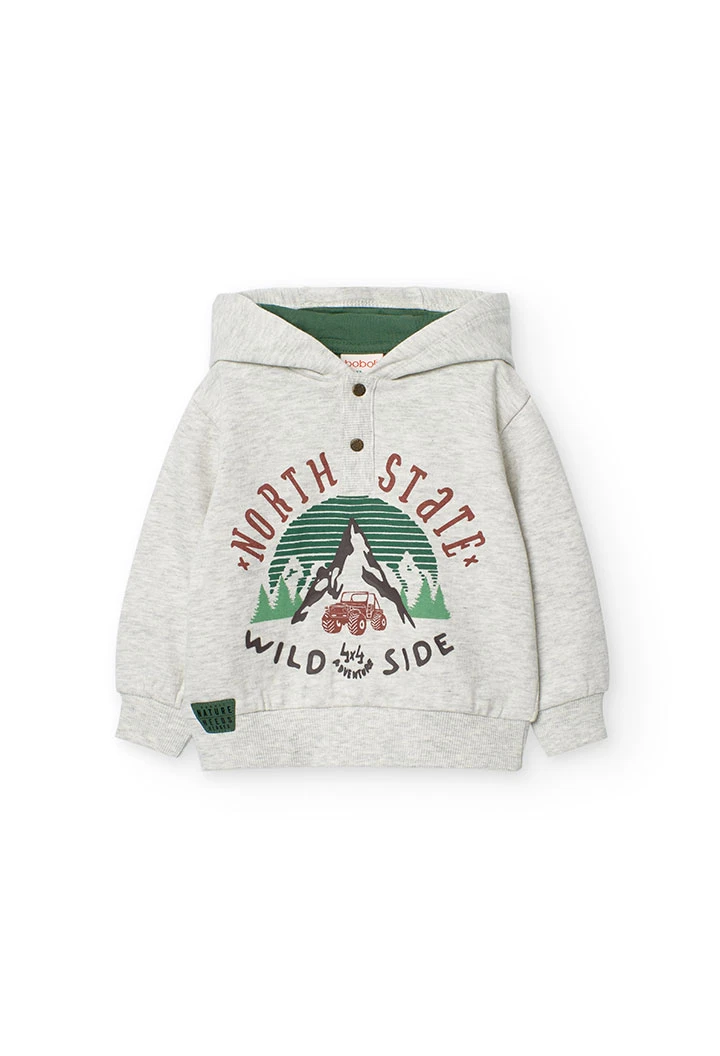 Conjunto de sweatshirt e calças de felpa para bebé menino em cinza