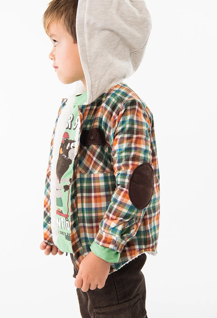 Baby boy overshirt with check pattern