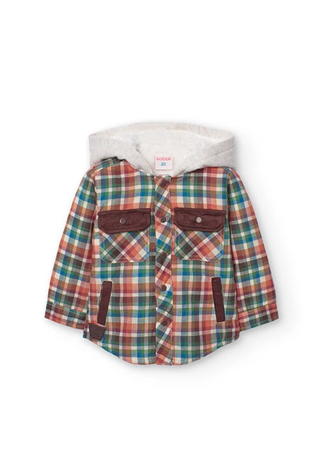 Baby boy overshirt with check pattern