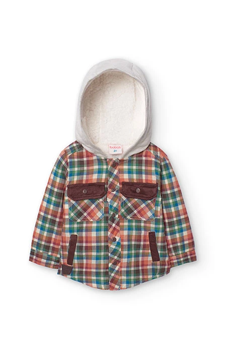 Baby boy overshirt with check pattern