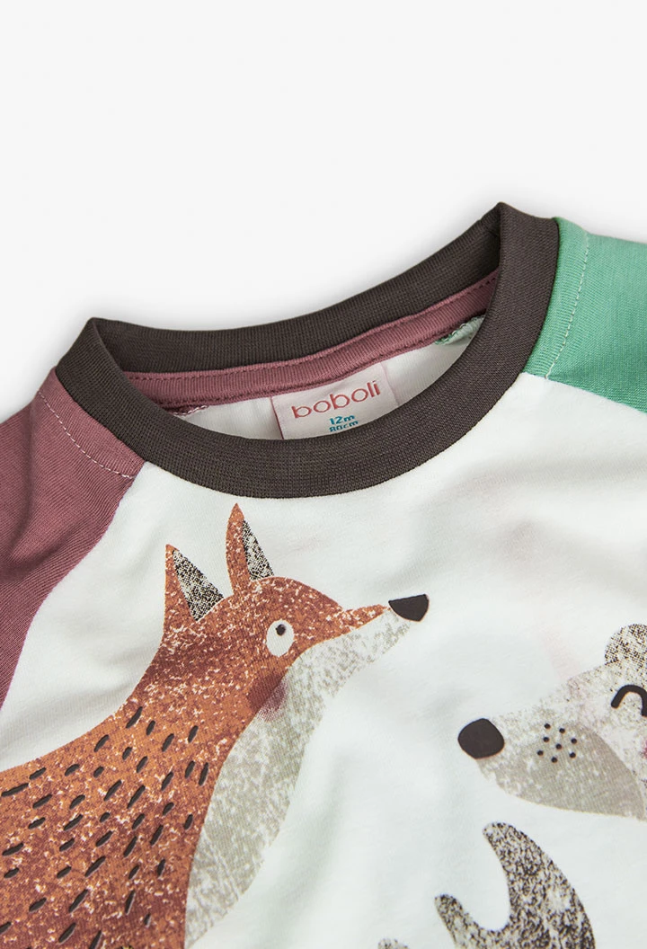 T-shirt en tricot pour bébé garçon imprimée avec des animaux