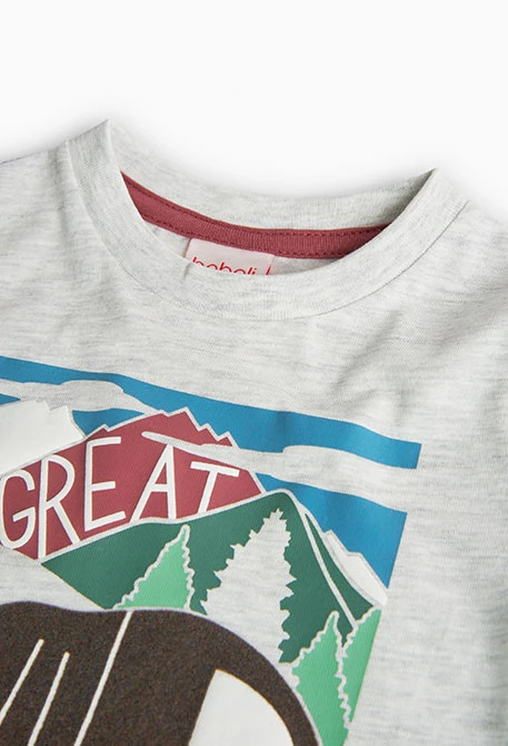 T-shirt en tricot pour bébé garçon blanche avec imprimé Alaska