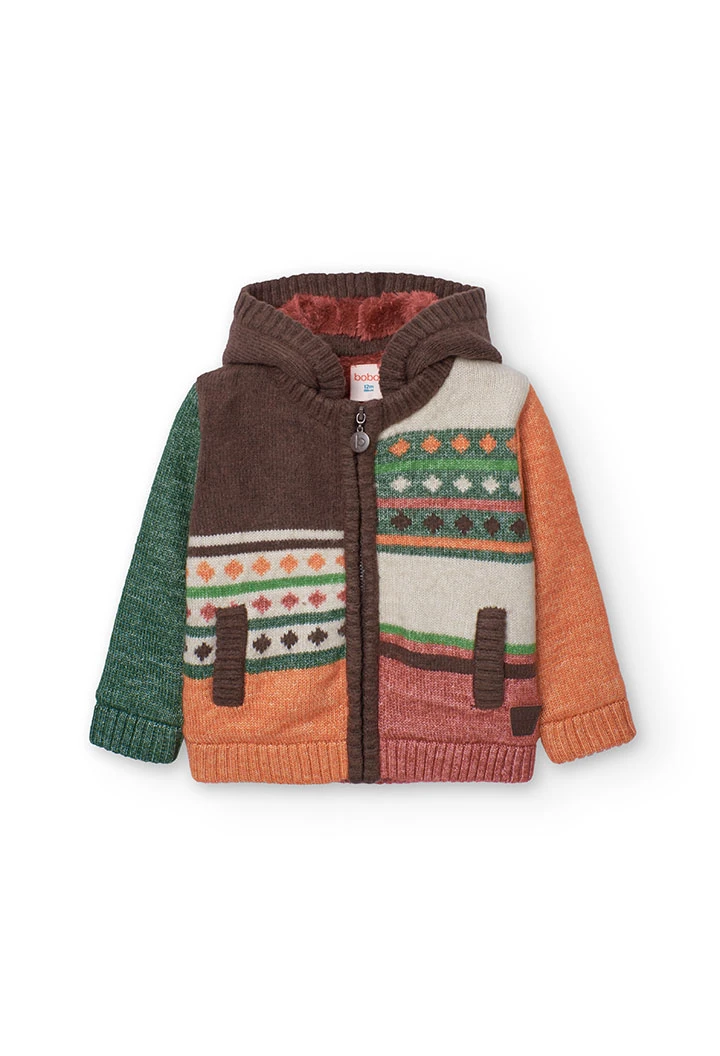 Baby boy\'s brown knitted jacket