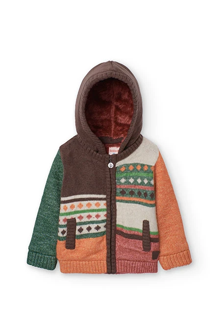 Baby boy\'s brown knitted jacket