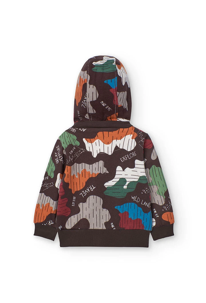 Fleece jacket for baby boy with camouflage print