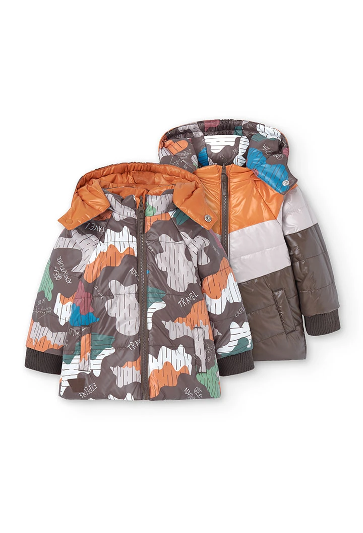 Reversible camouflage print baby boy parka