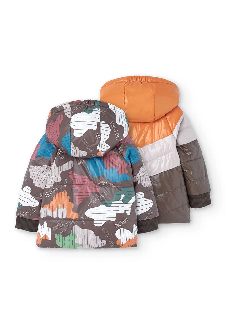 Reversible camouflage print baby boy parka