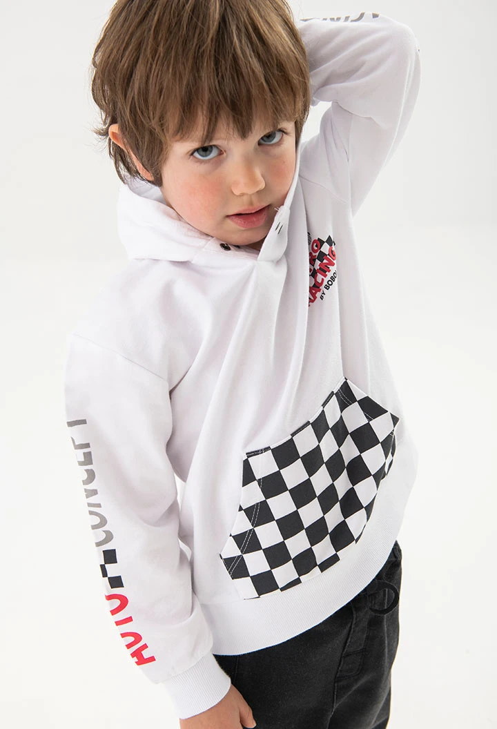 Sweat à capuche pour bébé garçon en molleton de couleur blanche
