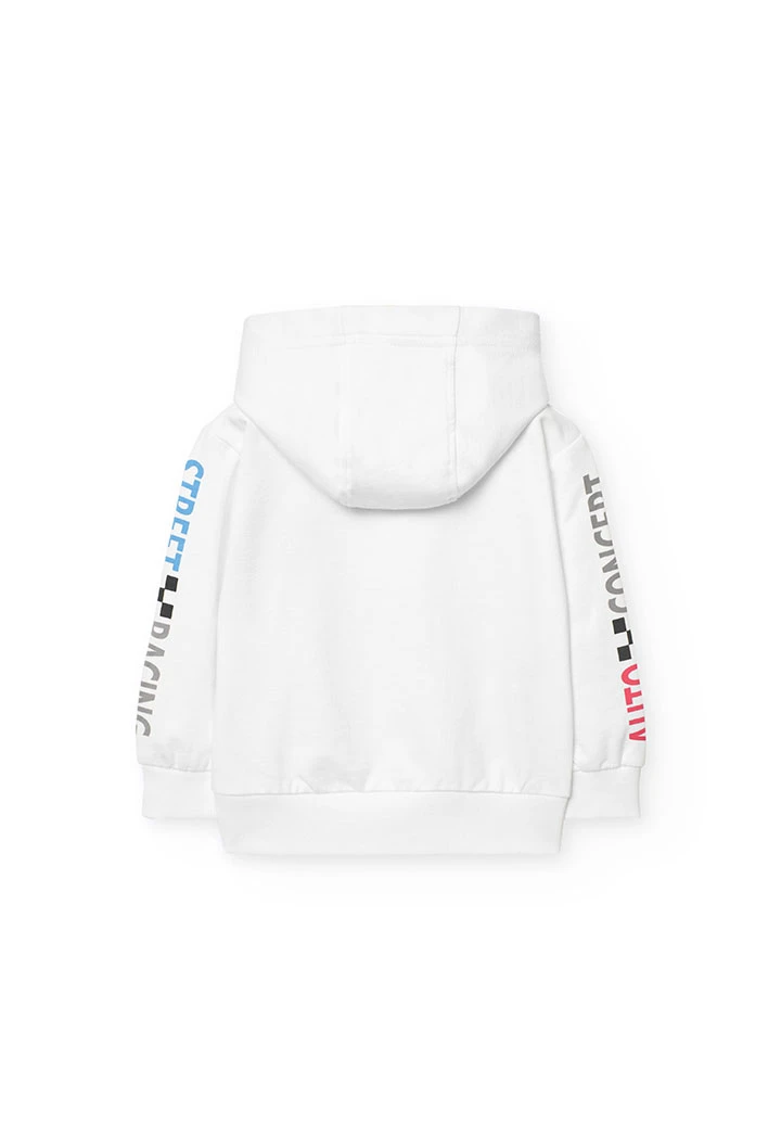 Sweat à capuche pour bébé garçon en molleton de couleur blanche