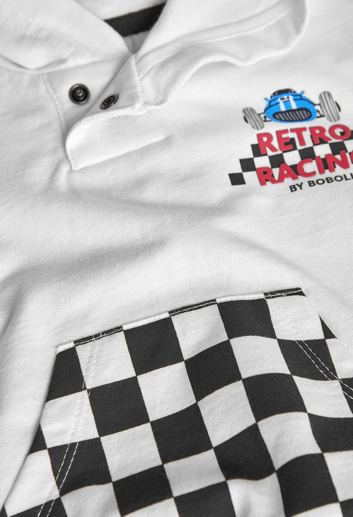 Baby-Jungen-Sweatshirt aus Frottee in Weiß mit Kapuze