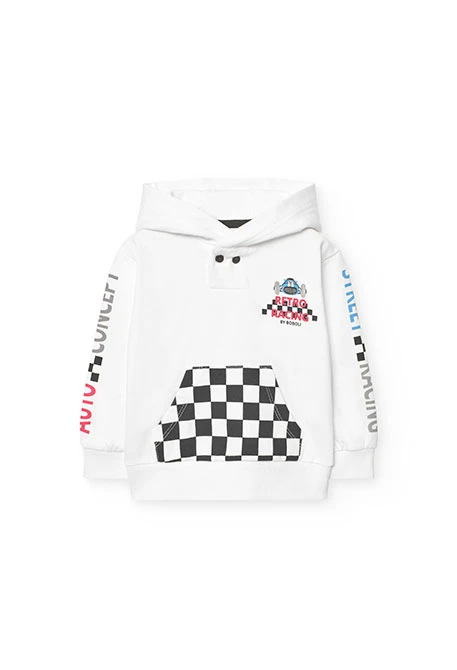 Baby boy white fleece hoodie