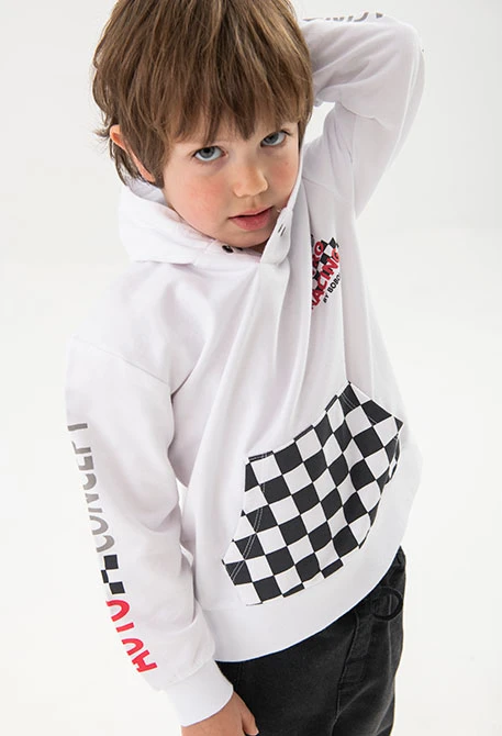 Baby boy white fleece hoodie