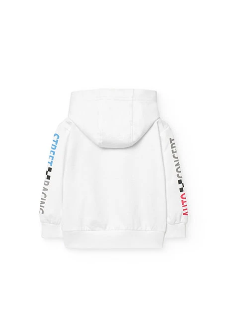Sweat à capuche pour bébé garçon en molleton de couleur blanche