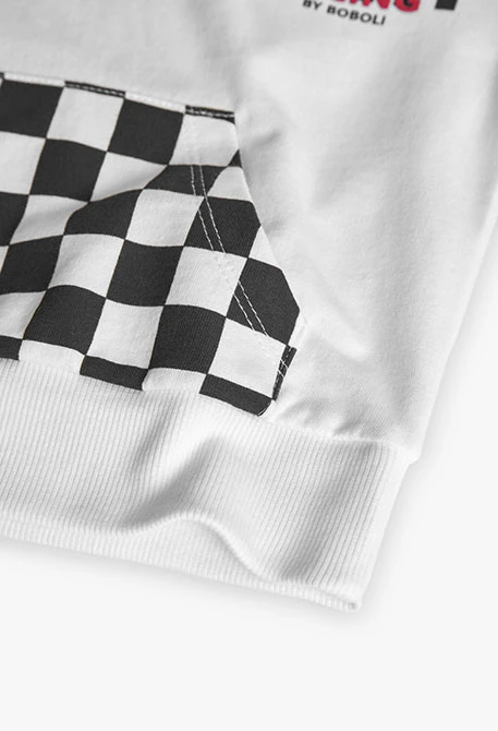 Baby-Jungen-Sweatshirt aus Frottee in Weiß mit Kapuze