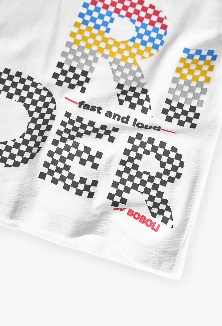 Baby-Jungen T-Shirt aus Strick in Weiß